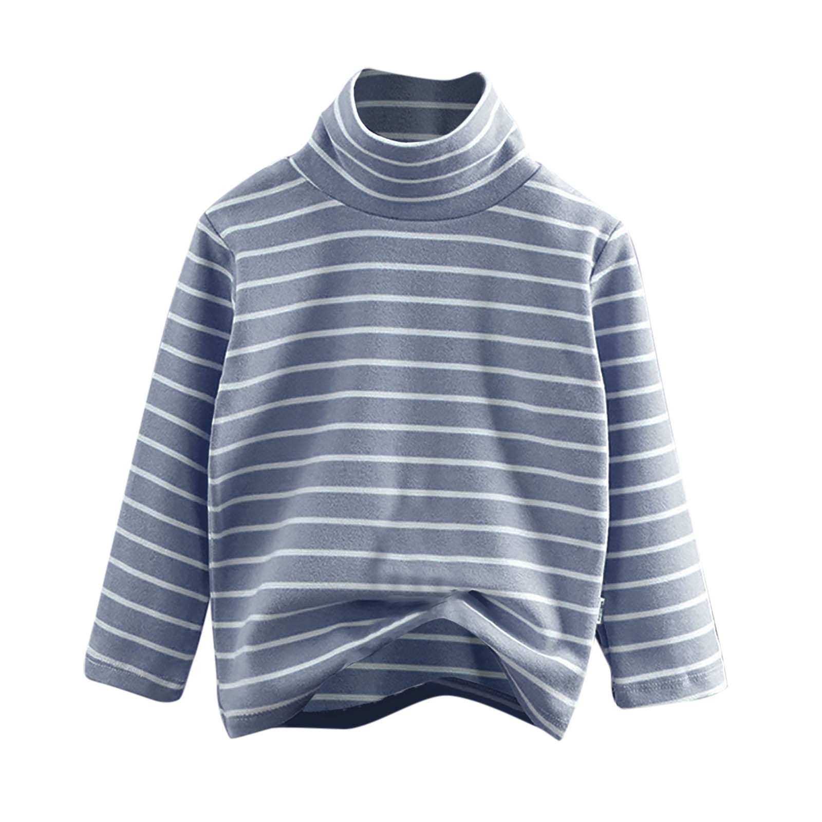 Hduncf Kids Boys Girls Basic Clothes High Neck Pullover Top Stripe Turtleneck Cotton Baselayer Long Sleeve T Shirts Blue 4 Years